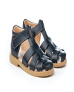Made in Spain Classic Napa Leather Velcro Sandals Boys EU25-EU34 Navy Marino